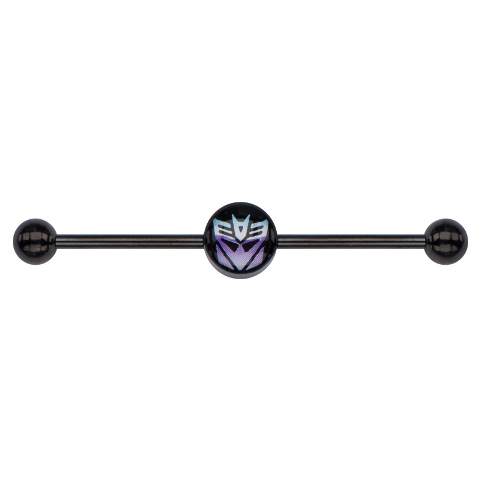 Tfmdbit1 Decepticon Logo 316l Stainless Steel Industrial Barbell, Black