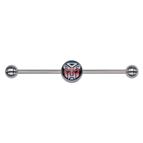 Tfmabis1 Autobot Logo 316l Stainless Steel Industrial Barbell