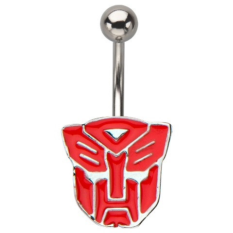 Tfmanfct Autobot Logo Fixed 316l Stainless Steel Navel Charm, Red
