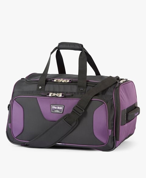 412150211 Bold 2 Soft Duffel Bag, Black & Purple - 22 In.
