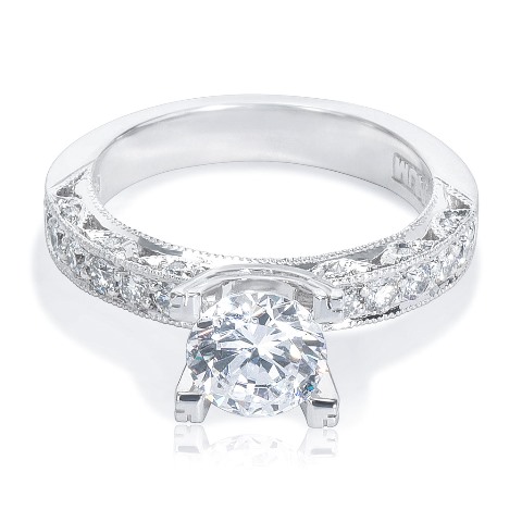 Ht 2229a-40x Platinum 0.8 Ct Tdw Cubic Zirconia & Diamond Engagement Ring - Size 5 - Setting G-h, Vs1-vs2