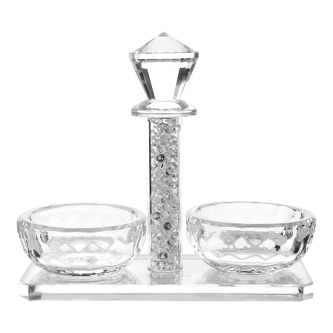 Shonfeld Crystal 15749 Crystal Salt Holder Broken Glass Style - 4.5 X 5 In.