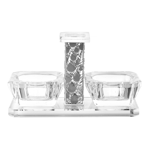 Shonfeld Crystal 15464 Crystal Salt Holder With Pomegranate Silver - 5 X 3 In.