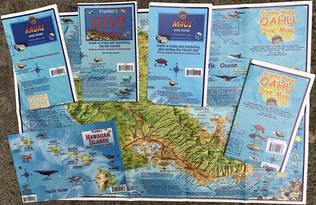F17106 Hawaiian Islands Dive & Snorkel Map Pack - Oahu Maui Kauai Hawaii
