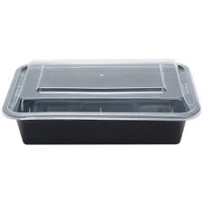 Nc888d 38 Oz Black Plastic Container With Translucent Lid, 6 X 8.5 X 2 In. - Case Of 150 - 3 Case Of 50