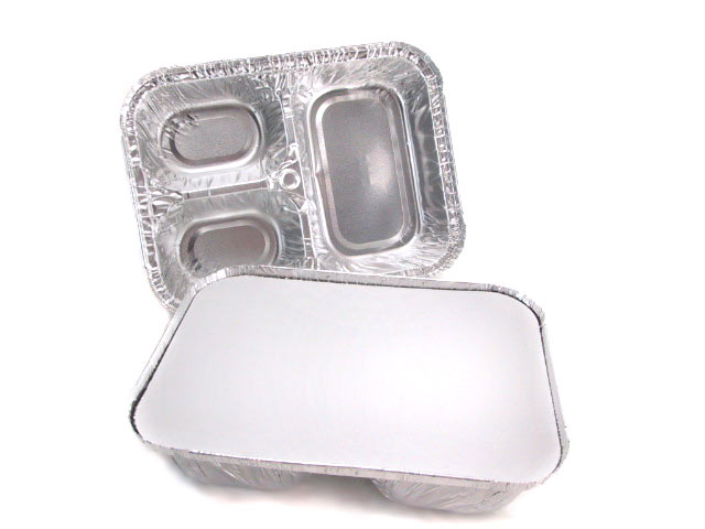 739tp 3-compartment Aluminum Foil Tray With Board Lid, 8 X 6 X 1.5 In. - Case Of 200