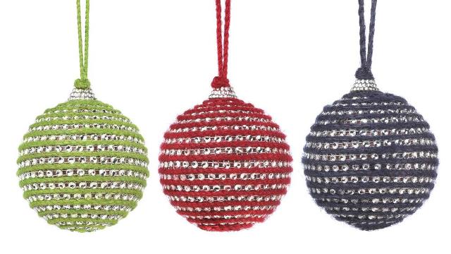 10017586 Holiday Jute Ball Ornament Trio