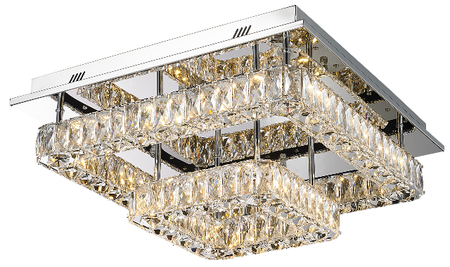 Lumenno 26419 Gibson 19 In. 2 Tier Dimmable Led Chrome Flush Mount, Square