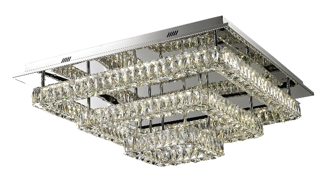 Lumenno 26428 Gibson 28 In. 3 Tier Dimmable Led Chrome Flush Mount, Square