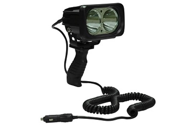 Hul-ledp2x10w-spot-16cpcc High Intensity 20 Watt Led Handheld Spotlight, 16 Ft. Coil Cord With Cigarette Plug - 10 Deg Spot