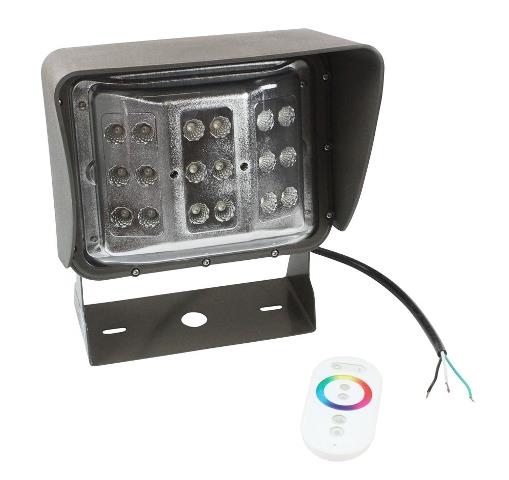 Ledwp-600-rgb-20c-515 60 Watt Remote Control Color Changing Led Wall Pack Light With 20 Ft. Cord & U Bracket Mount, Wide Flood