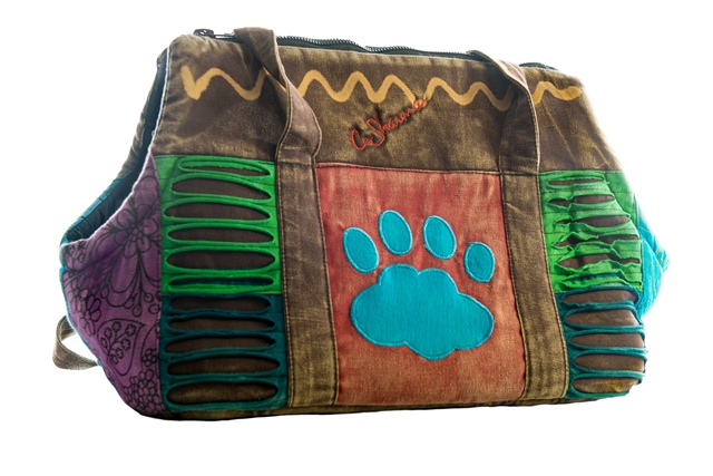 Lsfcc-02 Cotton Dog Carrier, Green Paw-blue