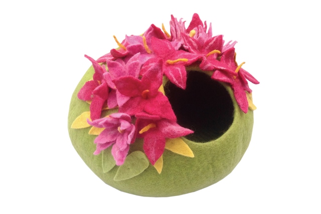 Lscc-19 Eco-cat Cave Deluxe Flower - Lime Green