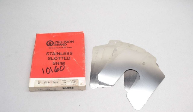 42515 Stainless Steel Slotted Shim - 0.003 X 5 X 5 In., 20 Per Pack