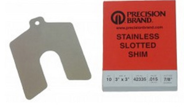 42520 Stainless Steel Slotted Shim - 0.004 X 5 X 5 In., 20 Per Pack