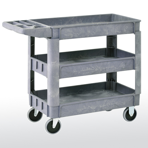 Puc254635-3 3 Shelf Plastic Utility Cart, Gray - 46 X 25 X 33 In.