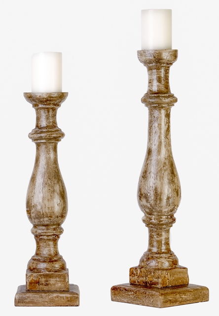 Cs75597 20 In. & 24 In. Rustic Wood Candleholder Set