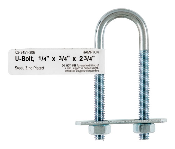 02-3451-306 U-bolt Zince 0.25 X 0.75 X 2.75 In. - Pack Of 10