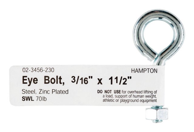 02-3456-230 Bolt Eye Closed With Hex Nut 0.187 X 1.5 In. - Pack Of 10