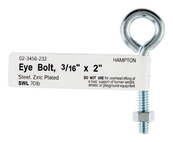 02-3456-232 Bolt Eye Closed With Hex Nut 0.187 X 2 In. - Pack Of 10