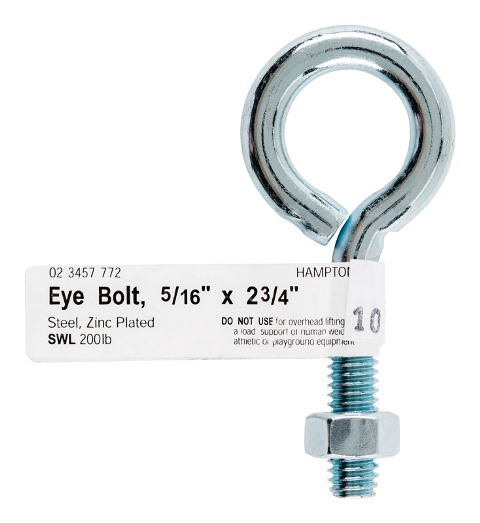 02-3457-772 Bolt Eye Closed With Hex Nut 0.312 X 2.75 In. - Pack Of 10