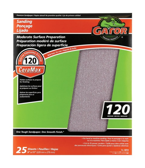 3404 11 In. Aluminum Oxide Sandpaper 120 Grit - Pack Of 25
