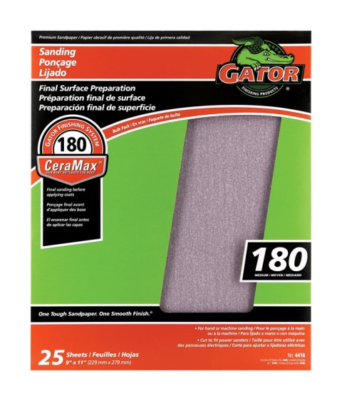 3406 180 Grit Aluminum Oxide Sandpaper- Pack Of 25