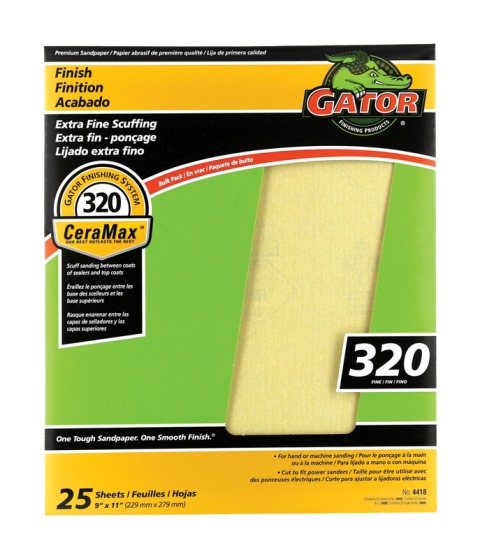 3408 320 Grit Aluminum Oxide Sandpaper - Pack Of 25