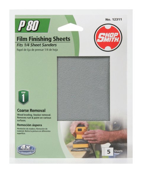 12311 80 Grit Aluminum Oxide Sanding Sheet - Pack Of 5