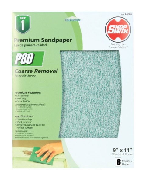 7291-030 Premium 80 Grit Sandpaper 9 X 11 In. -