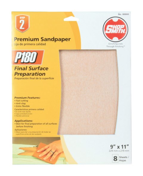 7295-030 Premium 180 Grit Sandpaper 9 X 11 In. -