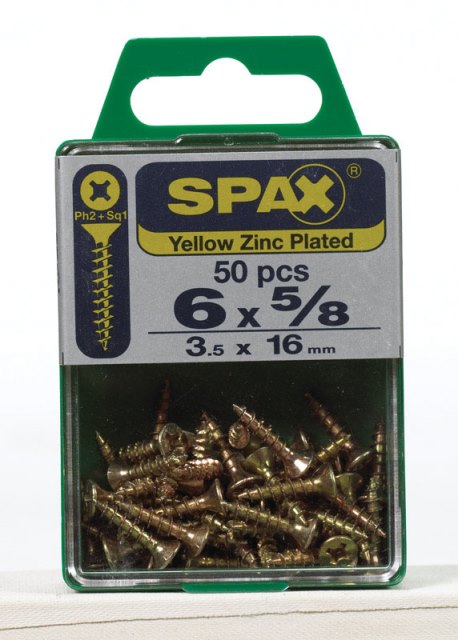 4101020350162 Multi-material Screws Yellow Flat Head 6 X 0.62 In. Zince Plated 35 Box - Pack Of 5