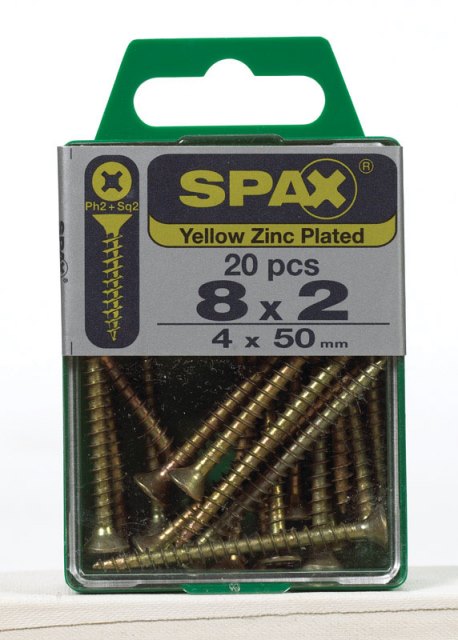 4101020400502 8 X 2 In. Multi-material Yellow Flat Head Screws Box Of 20 - Pack Of 5