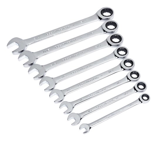 44001 Sae Ratcheting Flex Head Combination Wrench 8 Piece