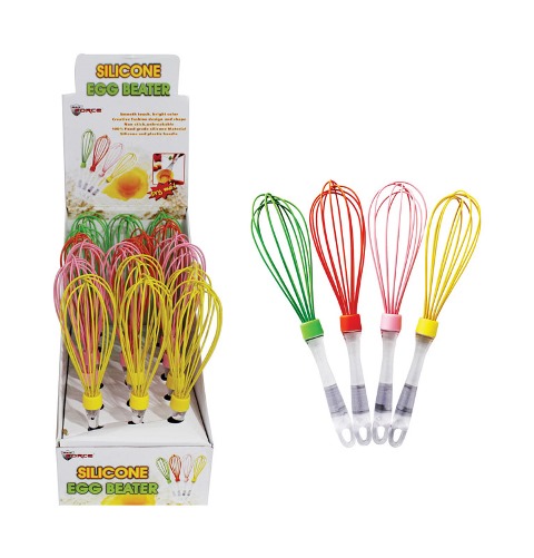 11-1116 Whisk Silicone Assorted Color 10 In. Egg Beater - Pack Of 18