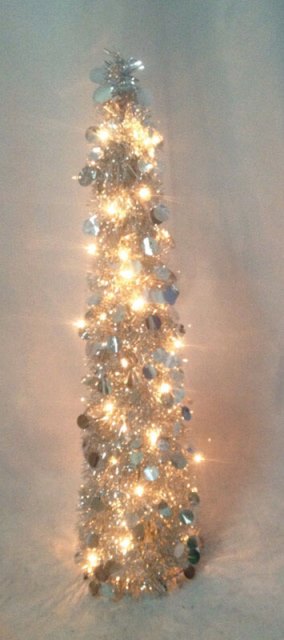 Popl-300 3 Ft. Pre-lit Lighted Christmas Tree Silver