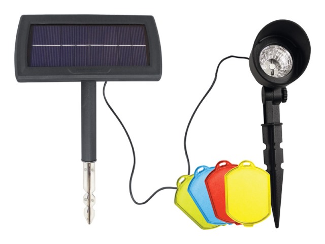 Gs150 Solar Powered Led Spotlight With Color Filters Black