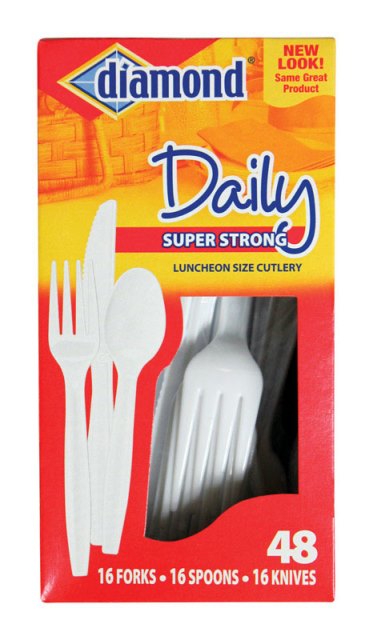 4142600116 White Plastic Cutlery 48 Piece - Pack Of 12