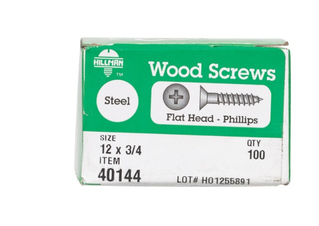 100 Pack #12 x 1.5/" Hillman 40153 Phillips Zinc Wood Screw