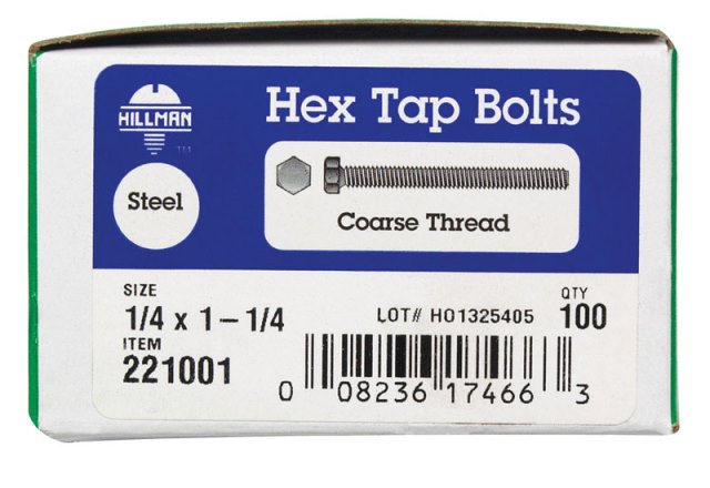221001 0.25 X 1.25 In. Hex Tap Bolt Box Of 100