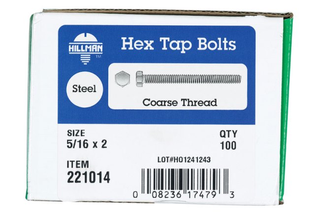 221014 0.312 X 2 In. Hex Tap Bolt Box Of 100