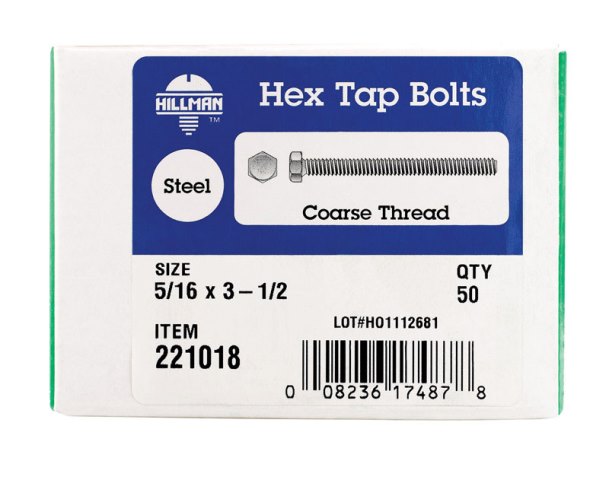 221018 0.312 X 3.5 In. Hex Tap Bolt Box Of 50