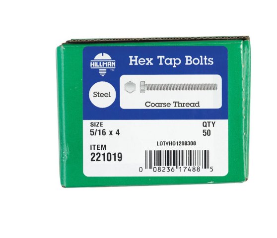 221019 0.312 x 4 in. Hex Tap Bolt Box of 50