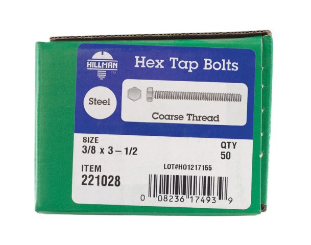 221028 0.375 X 3.5 In. Hex Tap Bolt Box Of 50