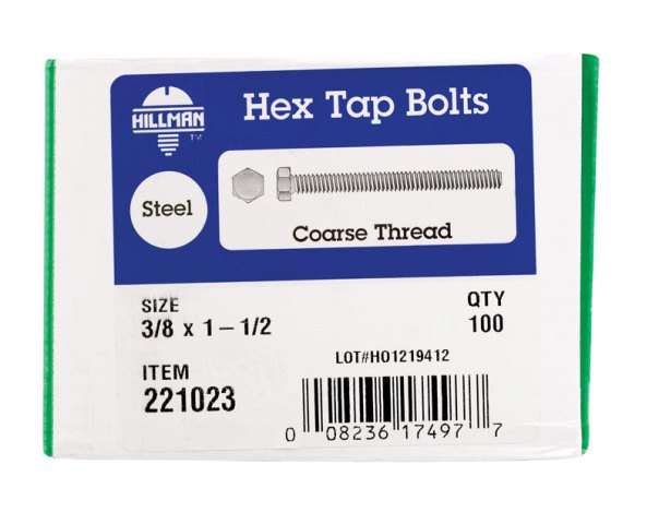 221023 0.375 X 1.5 In. Hex Tap Bolt Box Of 100
