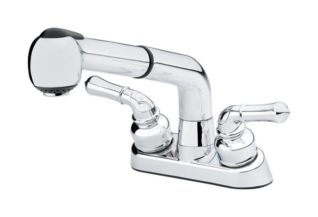 B & K 3311-u525 2 Handles Pull Out Kitchen Faucet Chrome