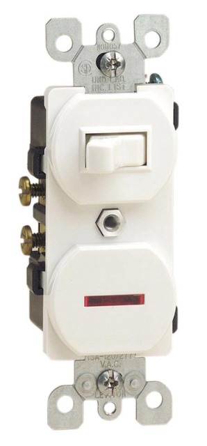 Leviton C22-05226-00w 15 Amp Combination Switch & Pilot Light