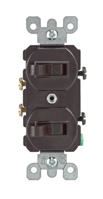 Leviton 020-05224-002 15 Amp Combination Switches Duplex Brown