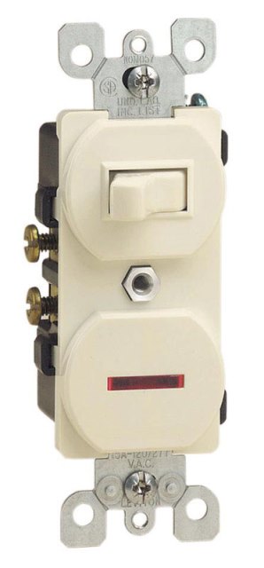 Leviton C21-05226-001 Single Pole Switch With Pilot Light Ivory