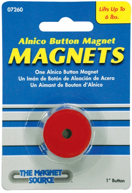 07260 Alnico Button Magnet Red - 1 In.